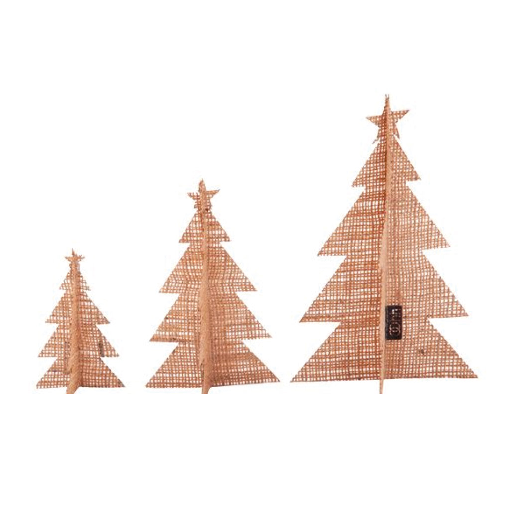 Set of Three Hessian Christmas Trees