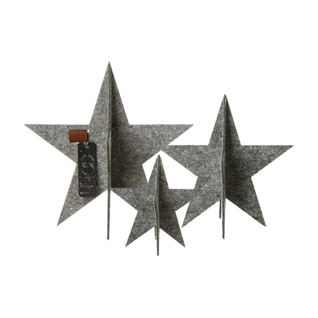 Set of Three Eco Felt Standing Stars