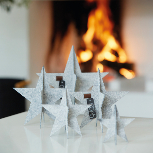 Set of Three Eco Felt Standing Stars